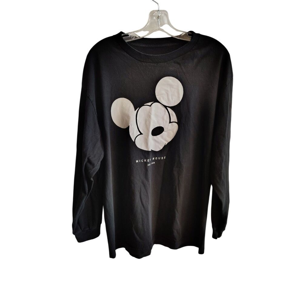 Disney NEFF Large Black Mickey Mouse Head‎ Long Sleeve Crew Neck